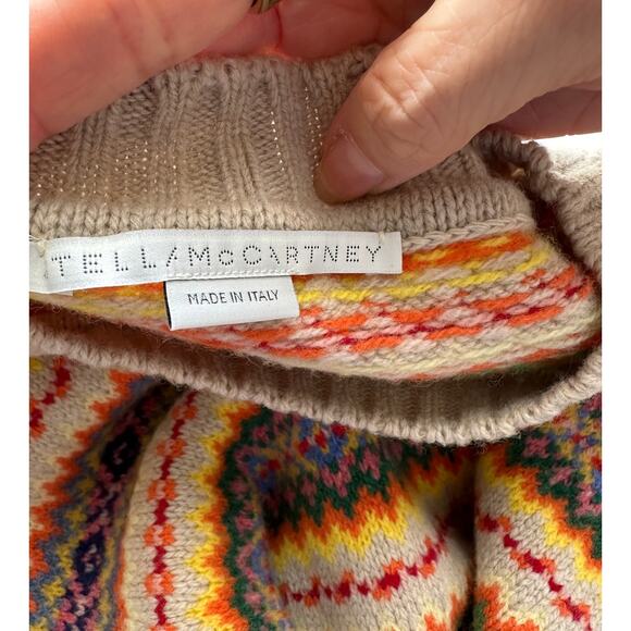 Stella McCartney Multicolor Zigzag Wool Women’s US 10 (EU 44) High Low Sweater - Picture 10 of 16